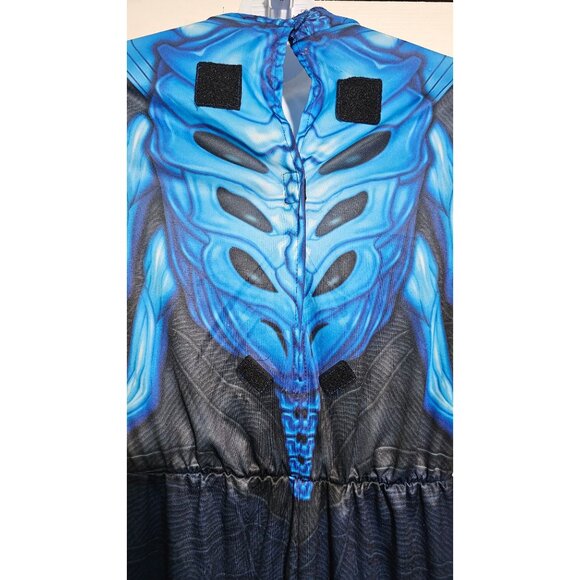Blue Beetle Muscle Costume Jumpsuit with Generic Warrior Mask Superhero Boys LG - Picture 5 of 9